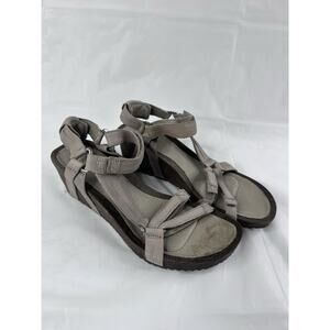 TEVA Sandals Womens 7 Gray Ysidro Leather Low Wedge Ankle Strap Comfort 1015119